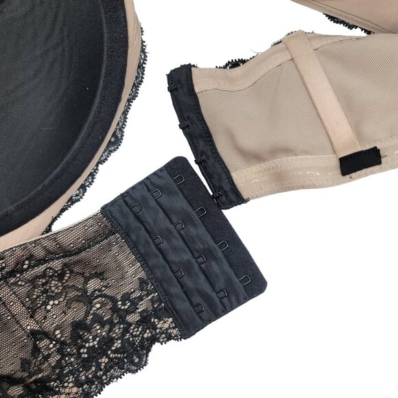 Torrid Multiway Bra Black 42DD Padded Lace Wings Strapless Underwire No Strap - Picture 5 of 7